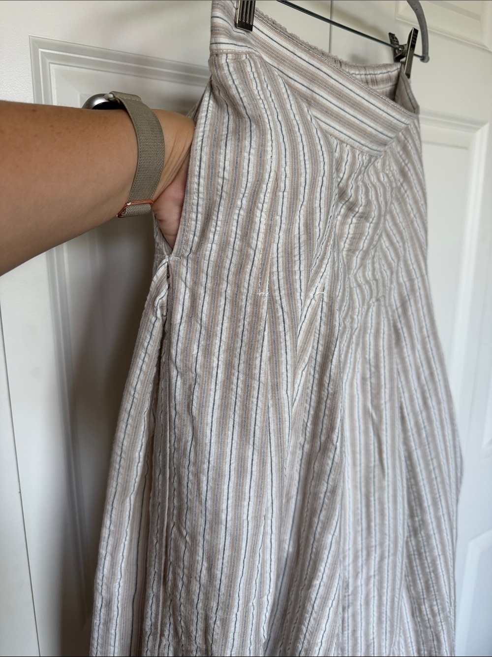 Max Studio Neutral Striped A-Line Midi Skirt - Picture 6 of 6